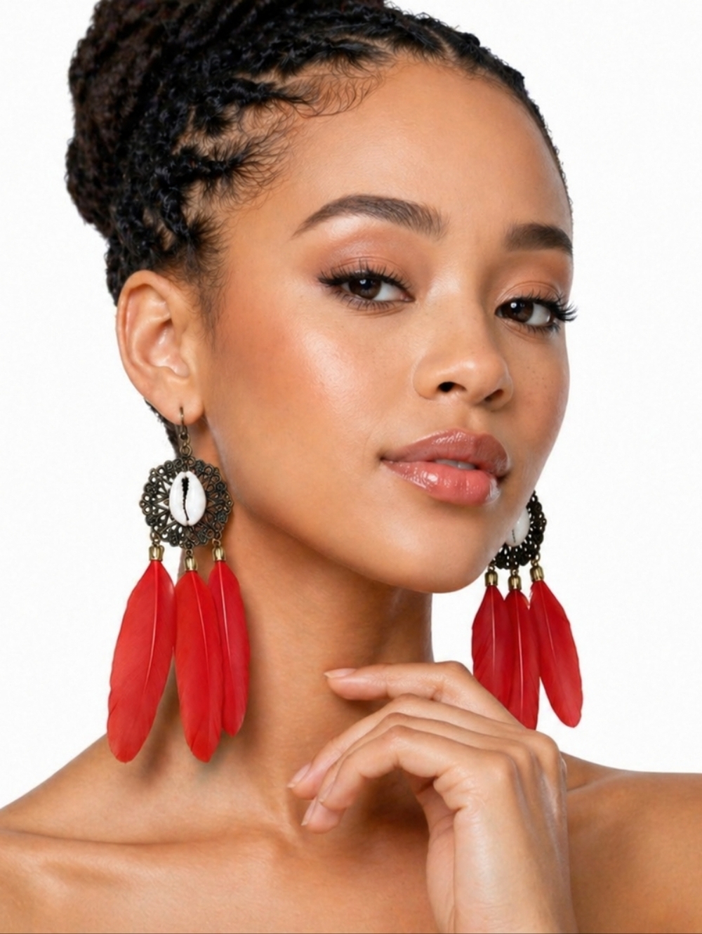 Dream Catcher NWT Feather & Cowrie Shell Earrings